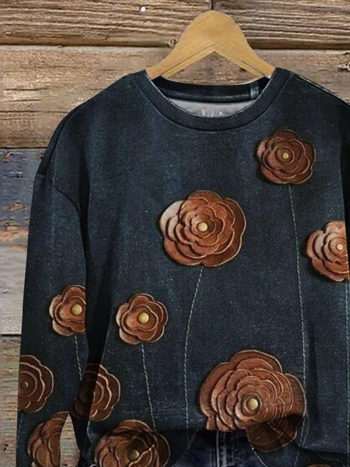 Loose Floral Printing Casual Sweatshirt