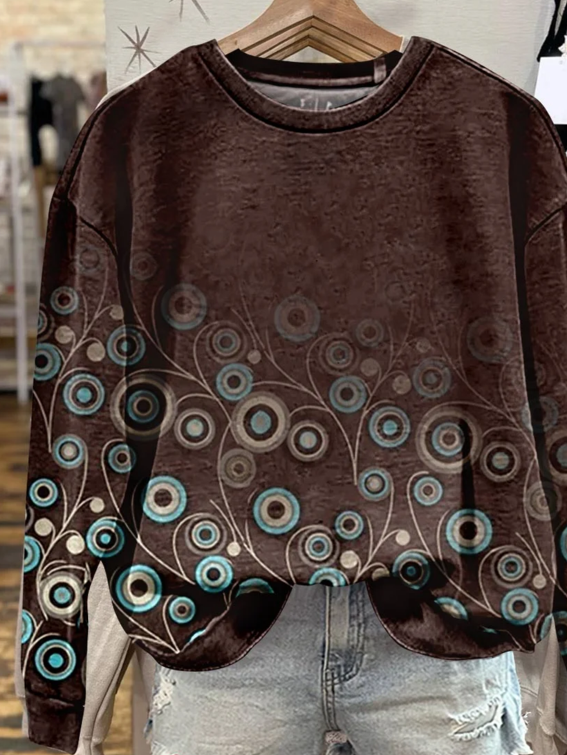 Printing Crew Neck Casual Abstract Sweatshirt