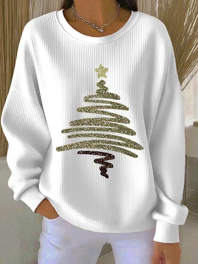 Christmas Printing Casual Crew Neck Sweatshirt
