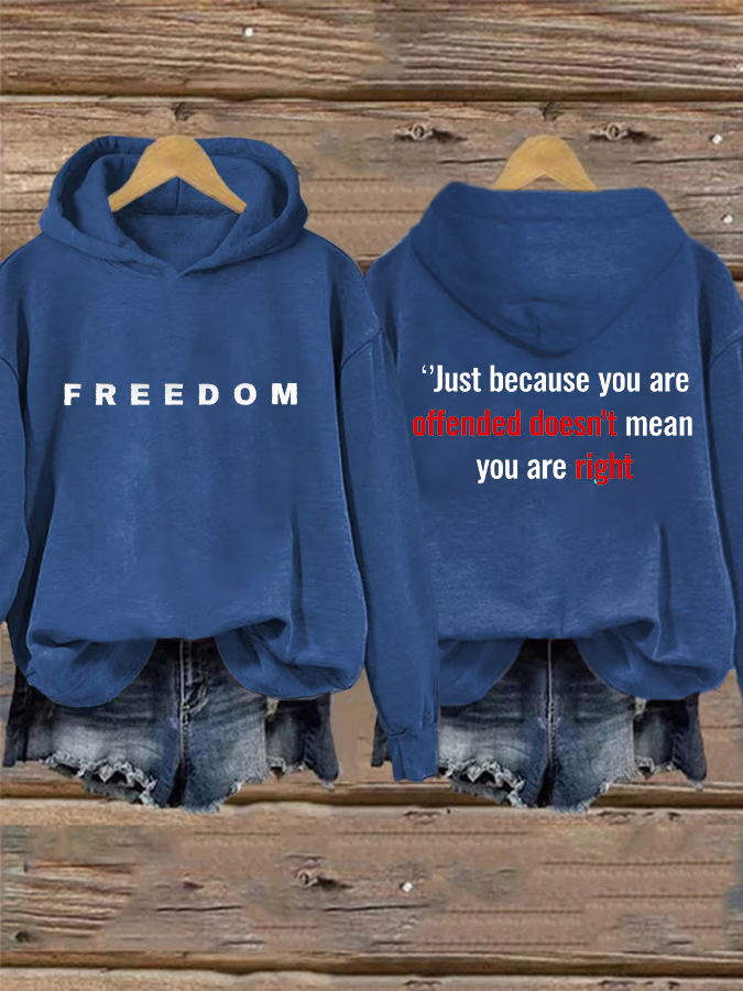 Women's freedom Print Casual Hoodie Sweatshirt