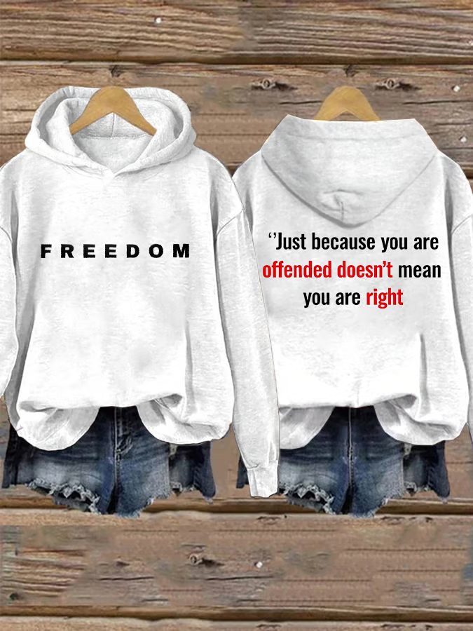 Women's freedom Print Casual Hoodie Sweatshirt