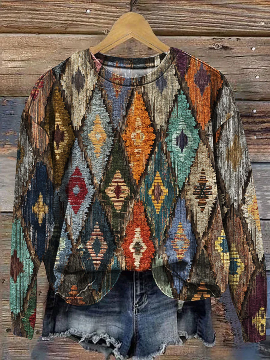 Loose Casual Printing Abstract Sweatshirt