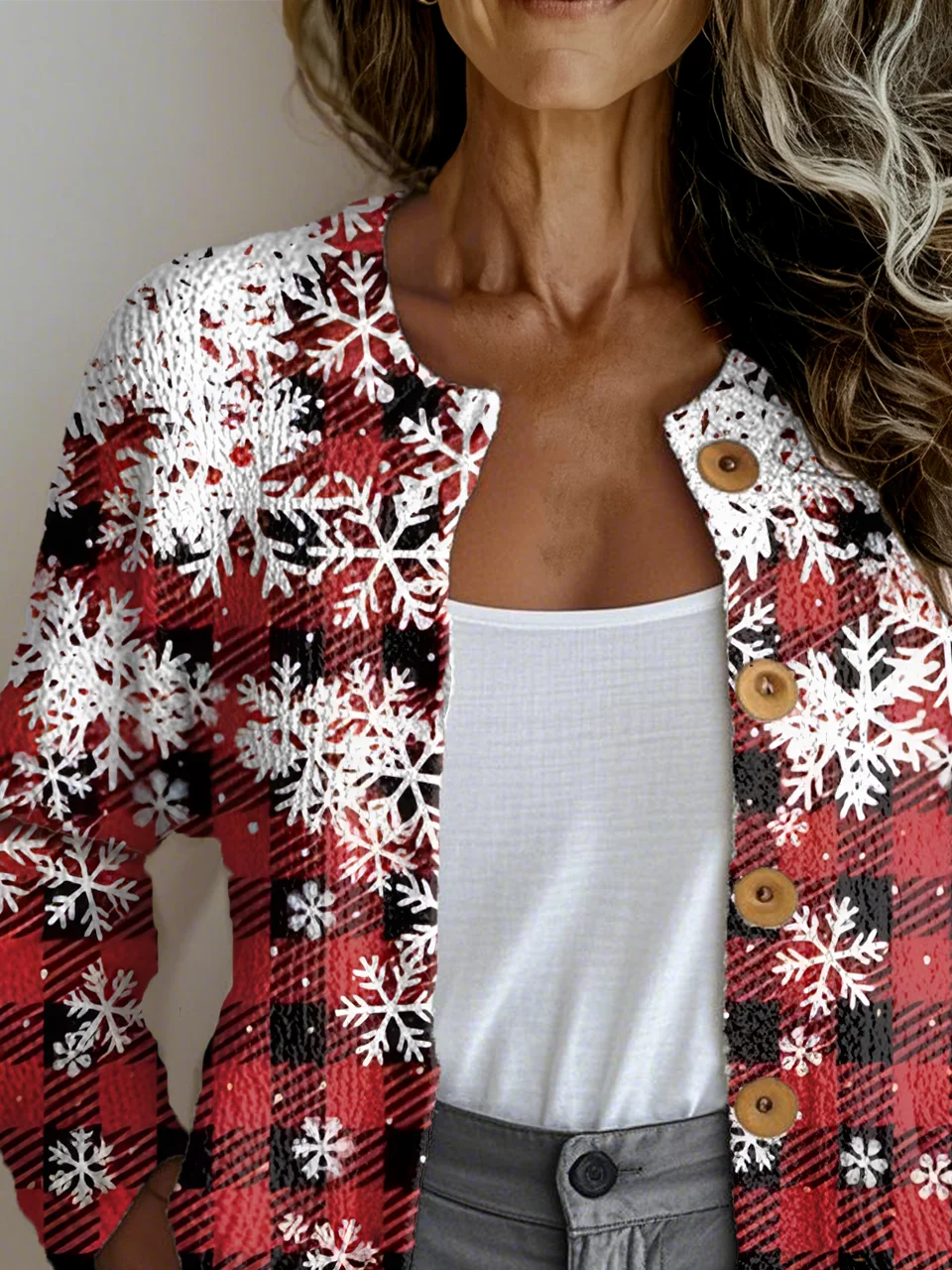 Christmas Crew Neck Vintage Knitted Cardigan