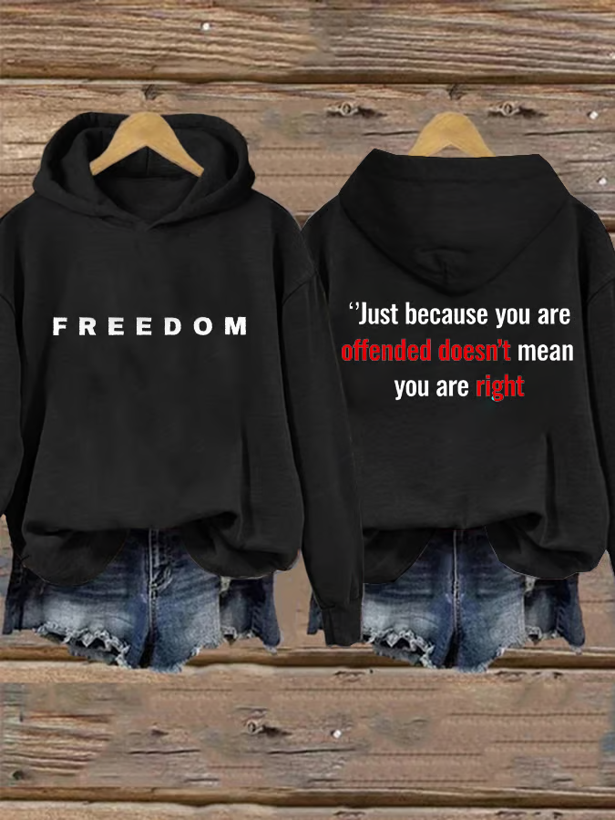 Women's freedom Print Casual Hoodie Sweatshirt