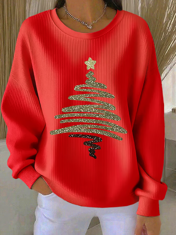 Christmas Printing Casual Crew Neck Sweatshirt