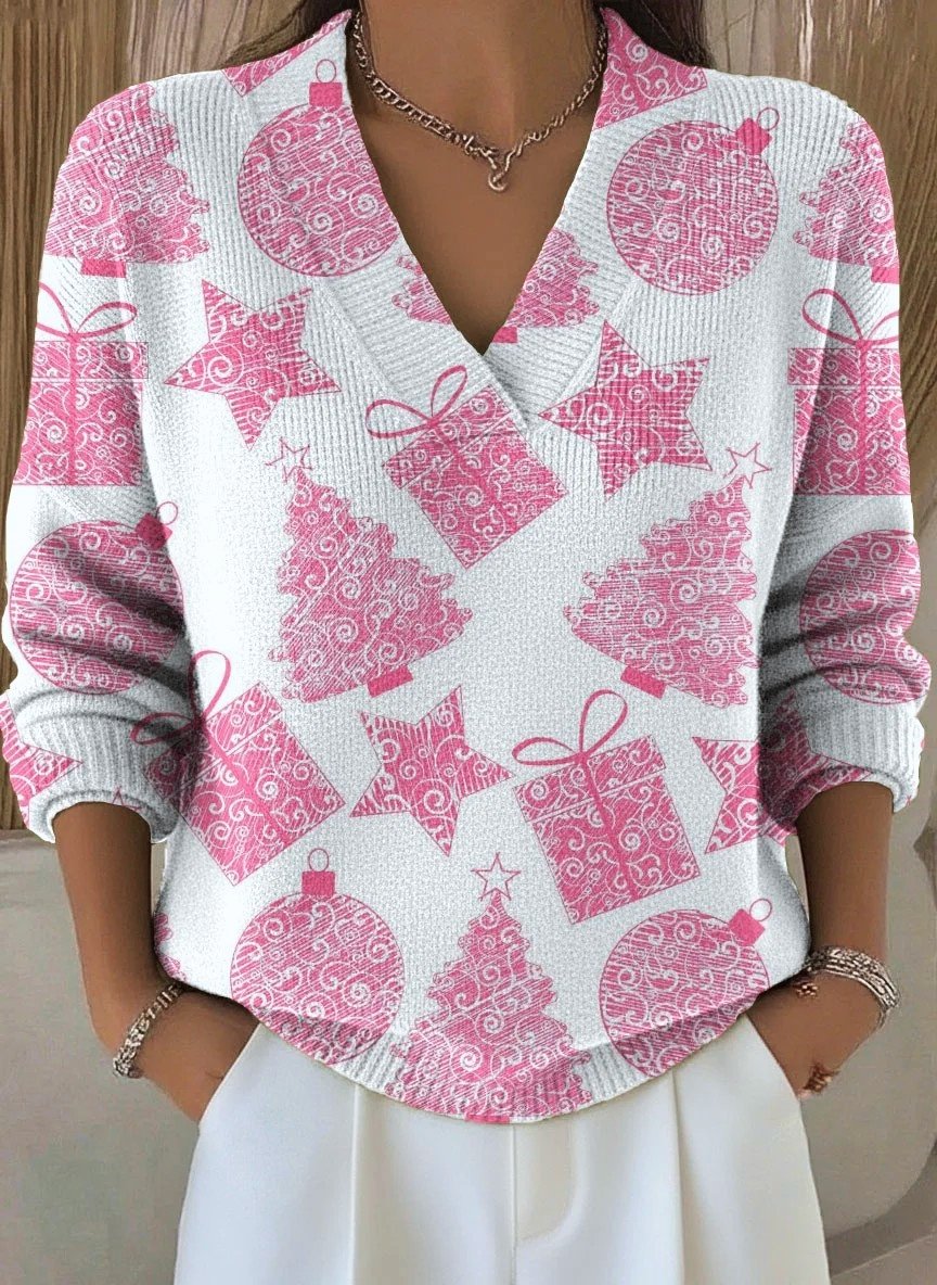 Santa Claus Loose Casual V Neck Sweater