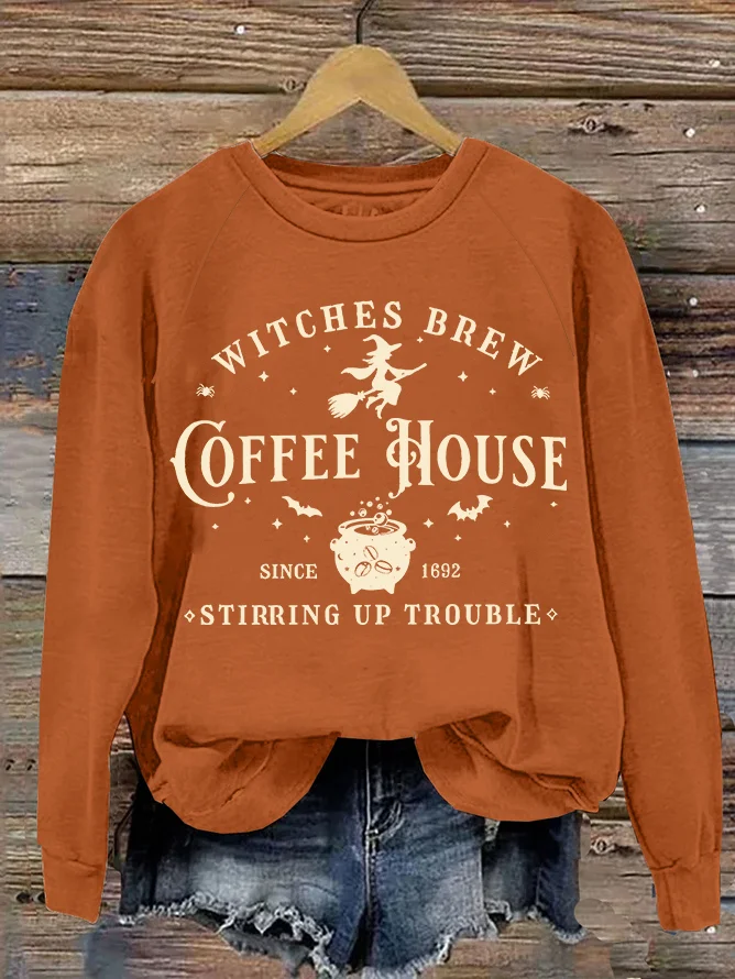 Women's Halloween Salem Witches Coffeea House Sweatshirt