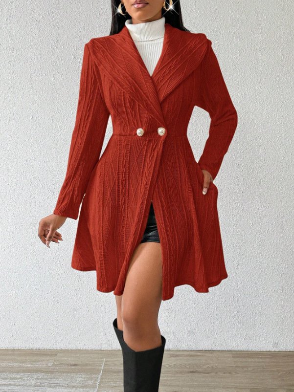 Plain Urban Lapel Collar Jacquard Thickened Slim-fit Jacquard Jacket