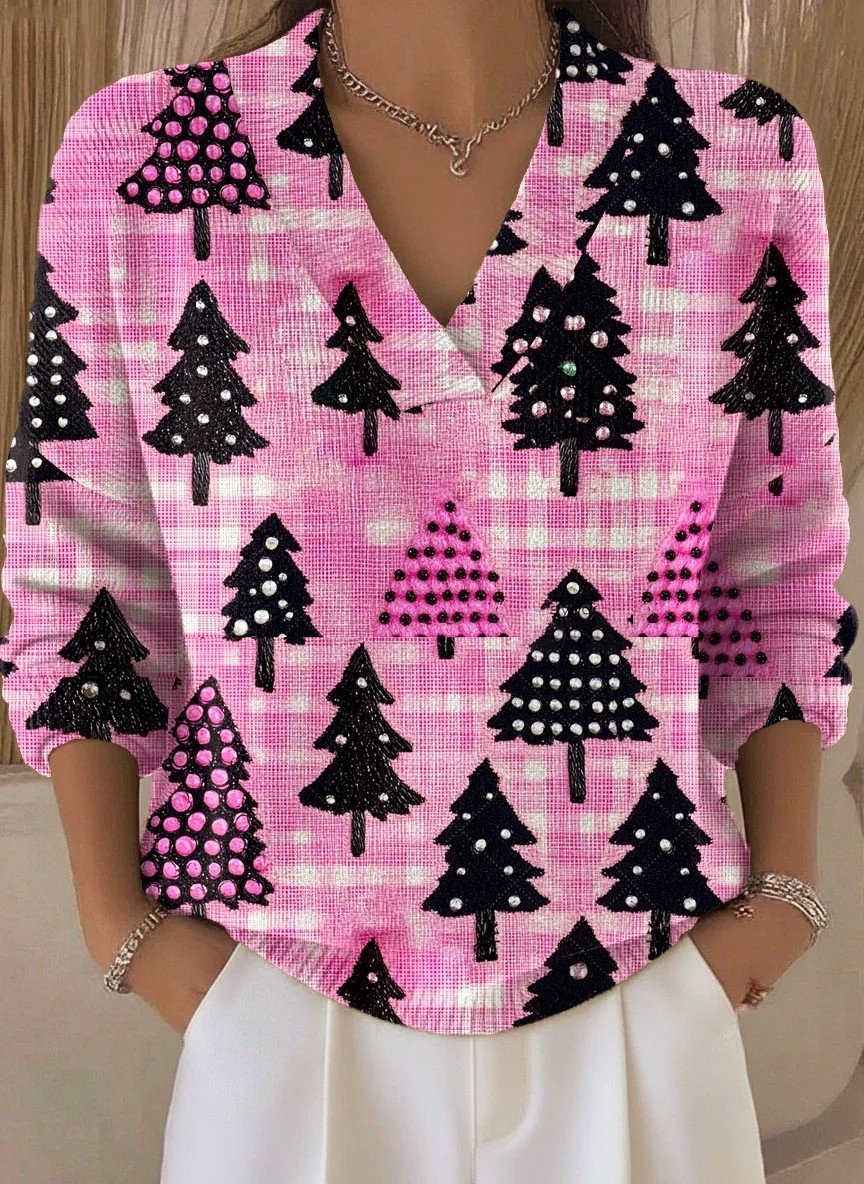 Santa Claus Loose Casual V Neck Sweater