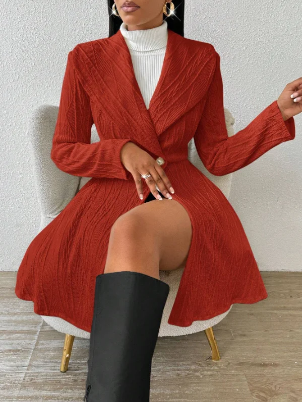 Plain Urban Lapel Collar Jacquard Thickened Slim-fit Jacquard Jacket