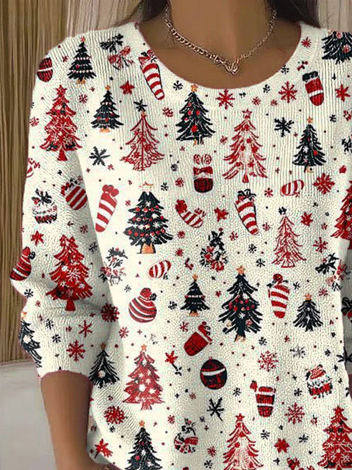 Casual Christmas Crew Neck Printing Sweater