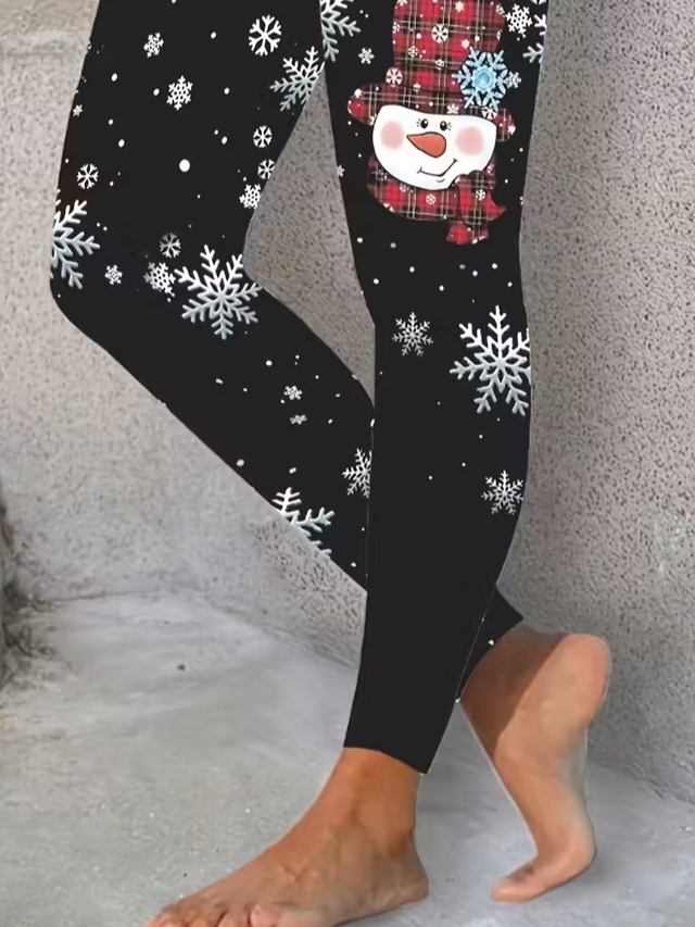 Christmas Casual Printing Jersey Leggings