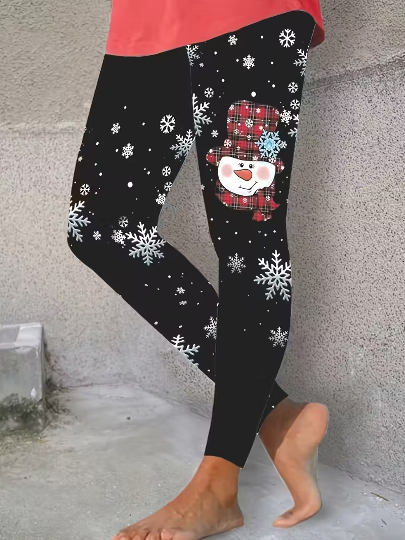 Christmas Casual Printing Jersey Leggings