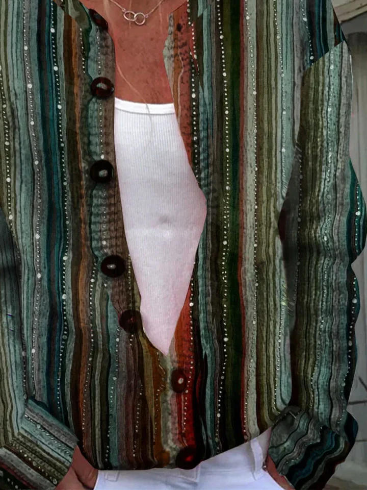 Printing Abstract Vintage Regular Fit Cardigan