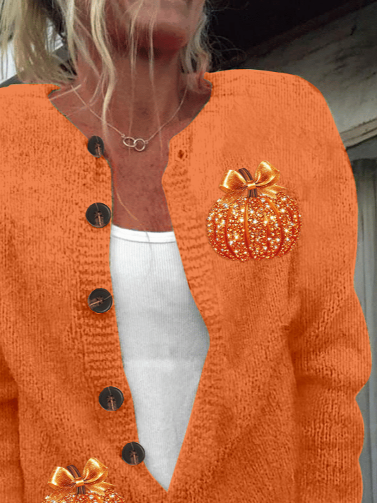 Casual Halloween Crew Neck Printing Cardigan