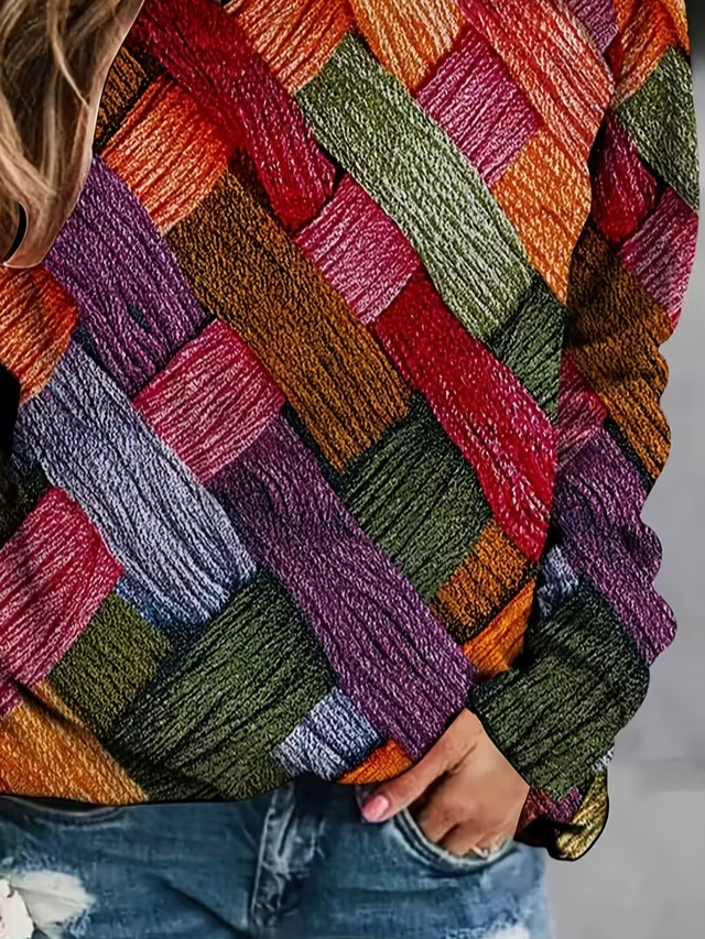 Women's Long Sleeve T-shirt Spring/Fall As Picture Abstract Printing Jersey Crew Neck Daily Going Out Casual Top