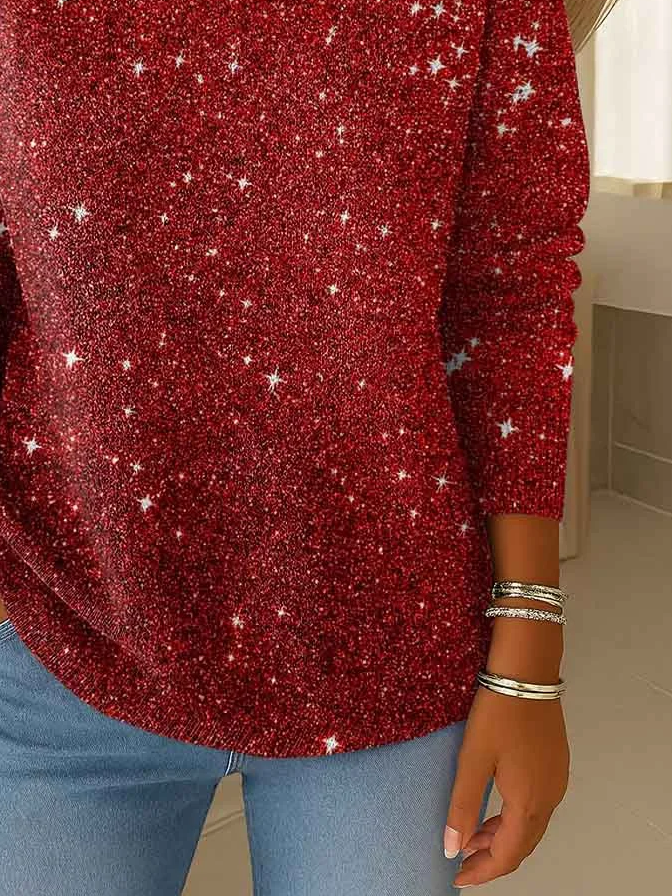 Women's Christmas Print Casual Turtleneck Long Sleeve Sweater
