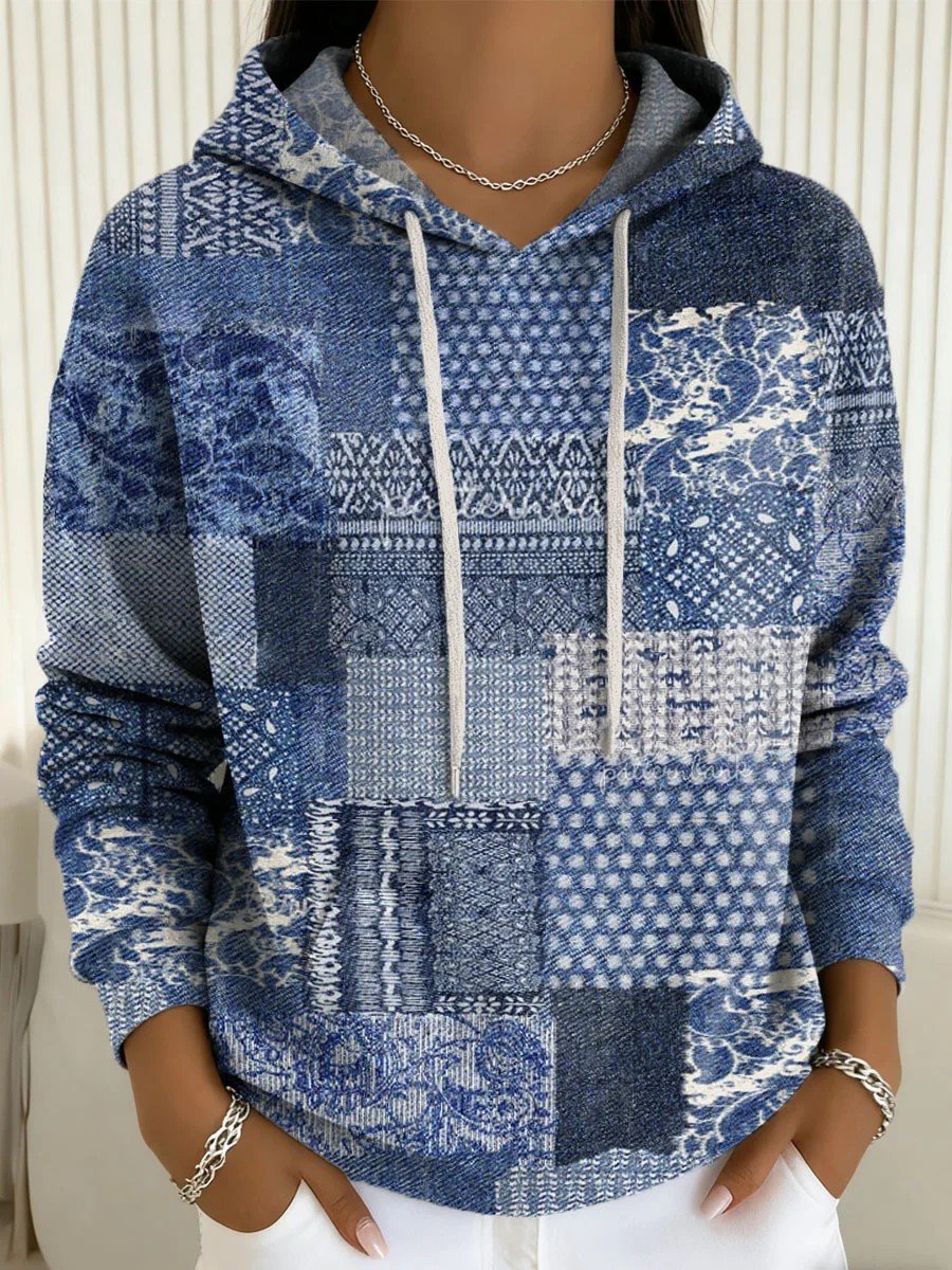 Women's Printed Casual Pocket Hooded Sweatshirt