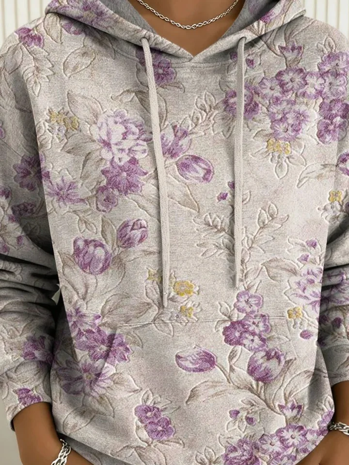 Women's Printed Casual Pocket Hooded Sweatshirt