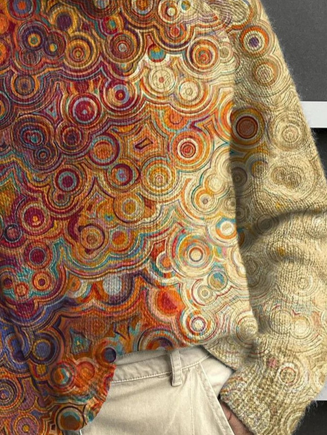 Women's Abstract Print Casual Turtleneck Long Sleeve Sweater