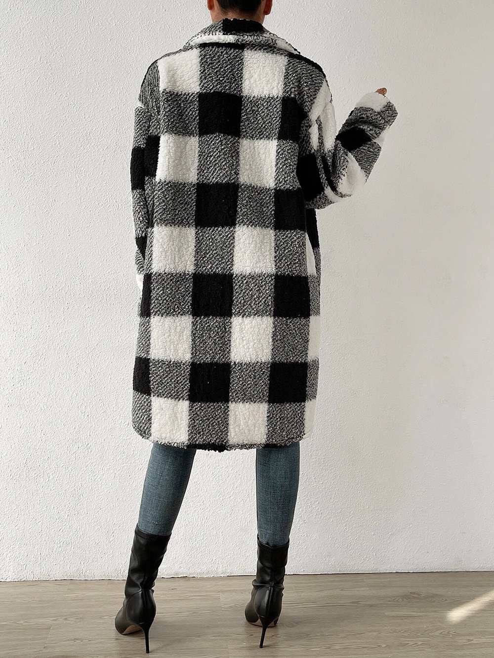 Lady Romance Buckle Coral Velvet Shawl Collar Coat
