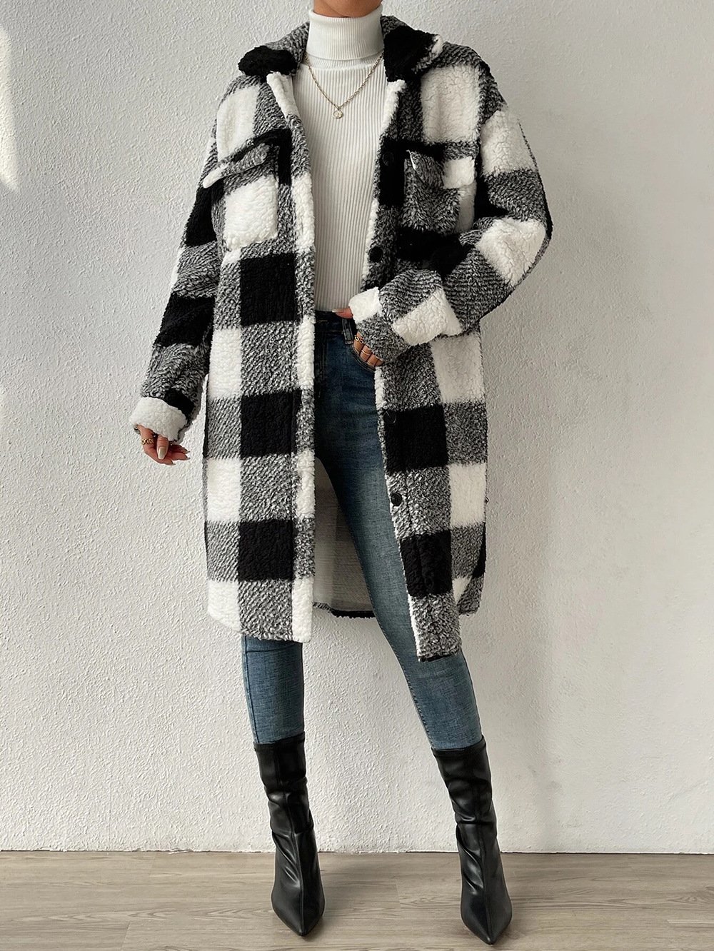 Lady Romance Buckle Coral Velvet Shawl Collar Coat