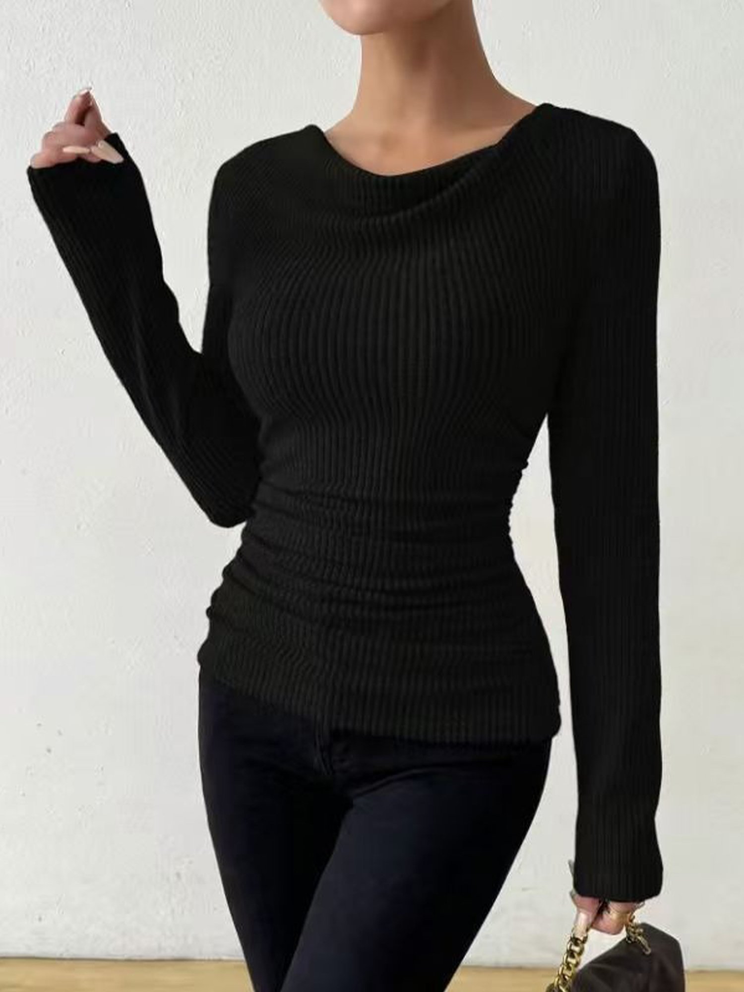 Urban Plain Cowl Neck T-shirt