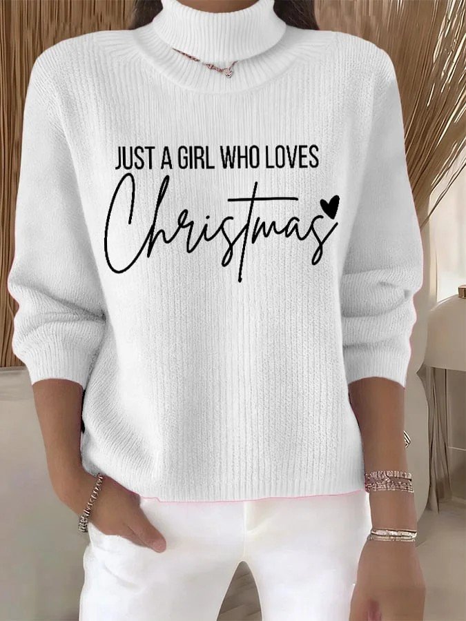 Loose Letter Pattern Turtleneck Vintage Sweater
