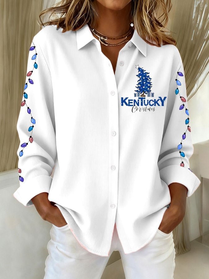 Loose Christmas Casual Shawl Collar Shirt