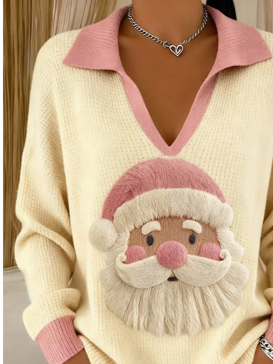 Loose Christmas V Neck Casual Sweater