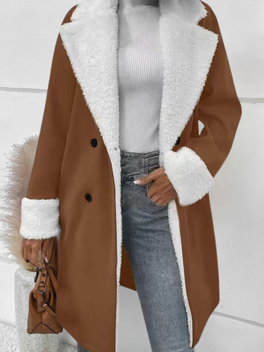 Fluff/Granular Fleece Fabric Street Split Joint Coat