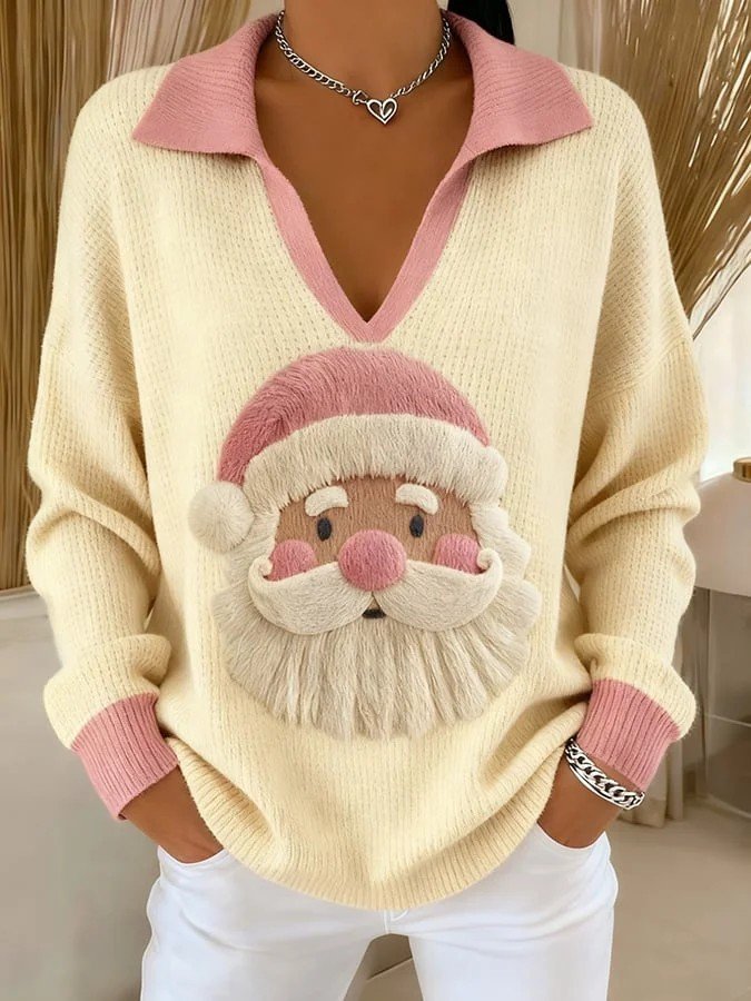 Loose Christmas V Neck Casual Sweater