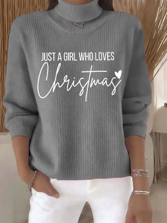 Loose Letter Pattern Turtleneck Vintage Sweater