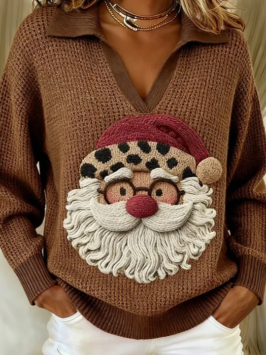 V Neck Loose Casual Christmas Sweater