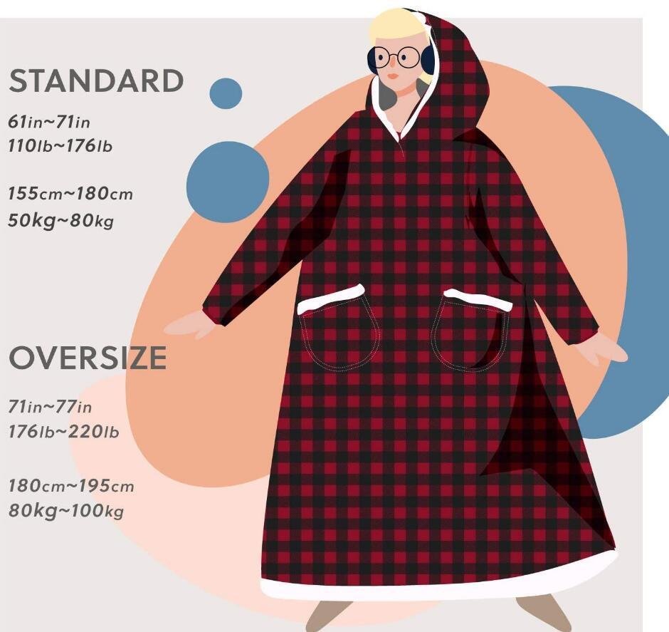 Home Clothes Jacket Lazy Hooded Sweater Thickened Blanket Loose Pullover Wearable Blanket Couple Parent-Child Style