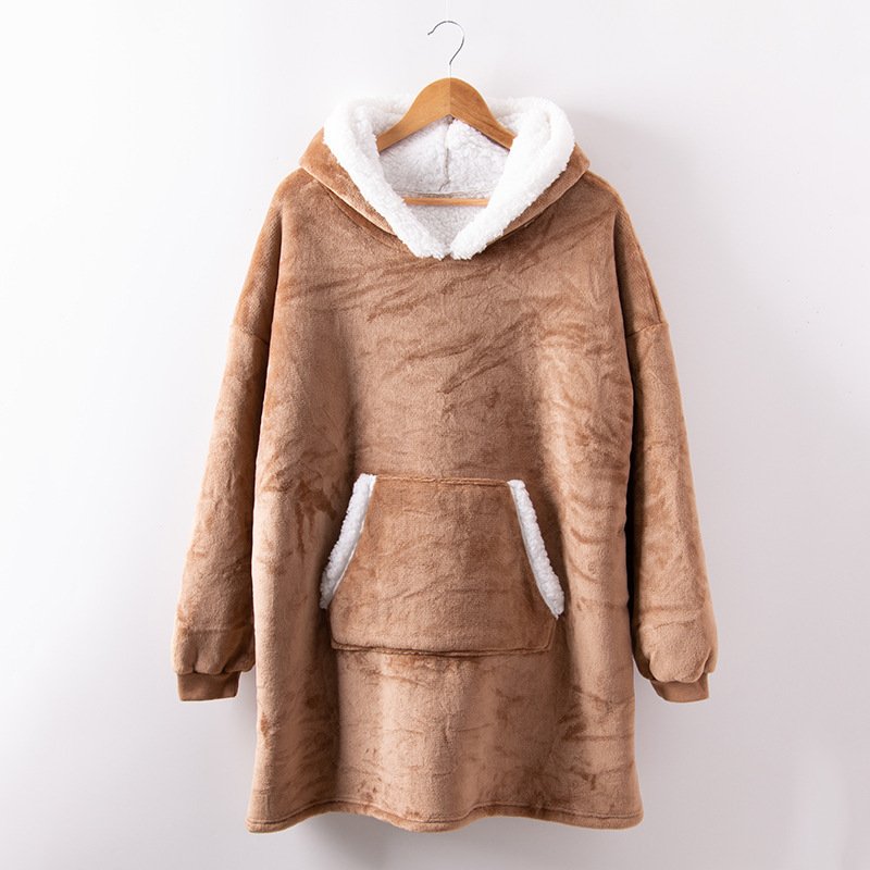 Home Clothes Jacket Lazy Hooded Sweater Thickened Blanket Loose Pullover Wearable Blanket Couple Parent-Child Style