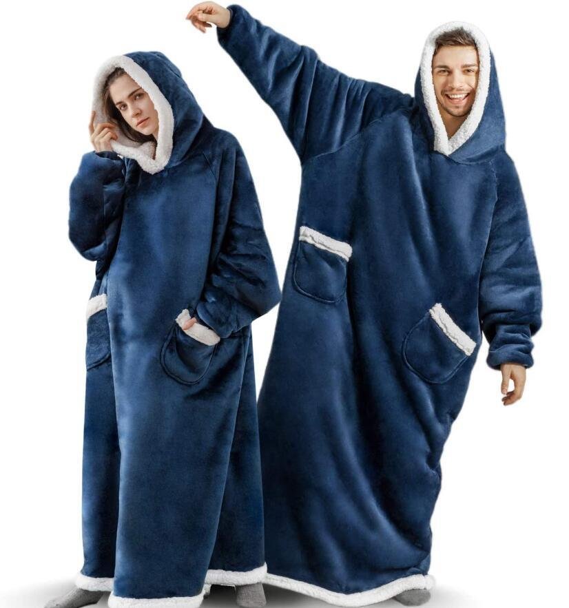 Home Clothes Jacket Lazy Hooded Sweater Thickened Blanket Loose Pullover Wearable Blanket Couple Parent-Child Style