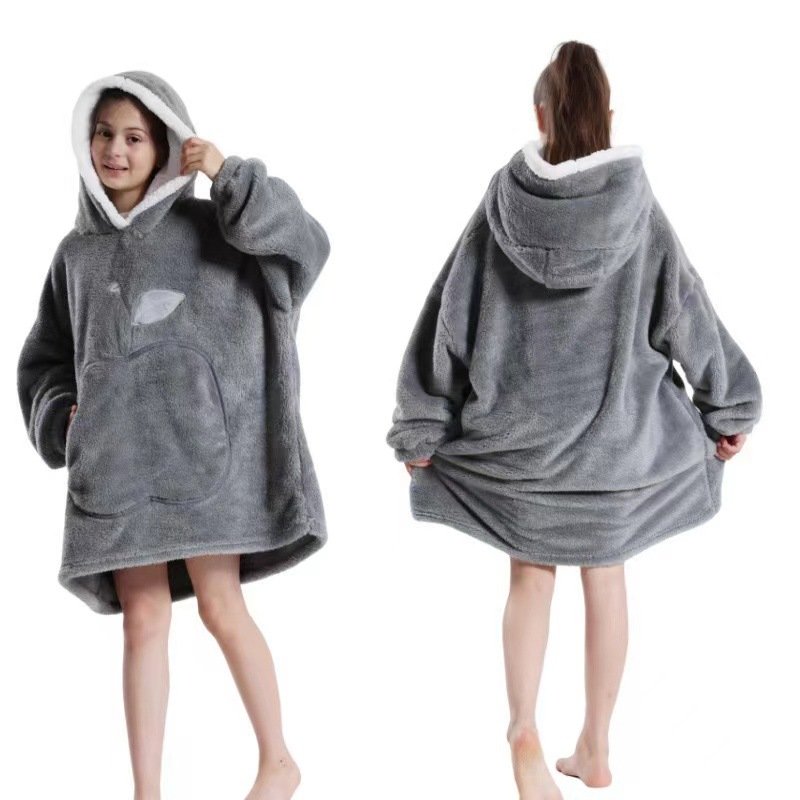 Home Clothes Jacket Lazy Hooded Sweater Thickened Blanket Loose Pullover Wearable Blanket Couple Parent-Child Style