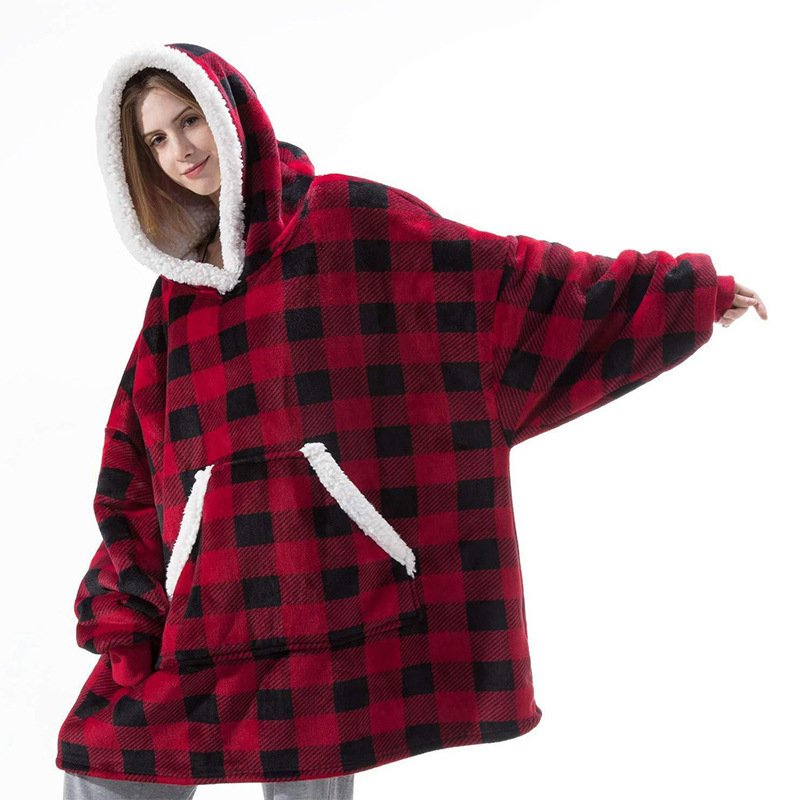 Home Clothes Jacket Lazy Hooded Sweater Thickened Blanket Loose Pullover Wearable Blanket Couple Parent-Child Style