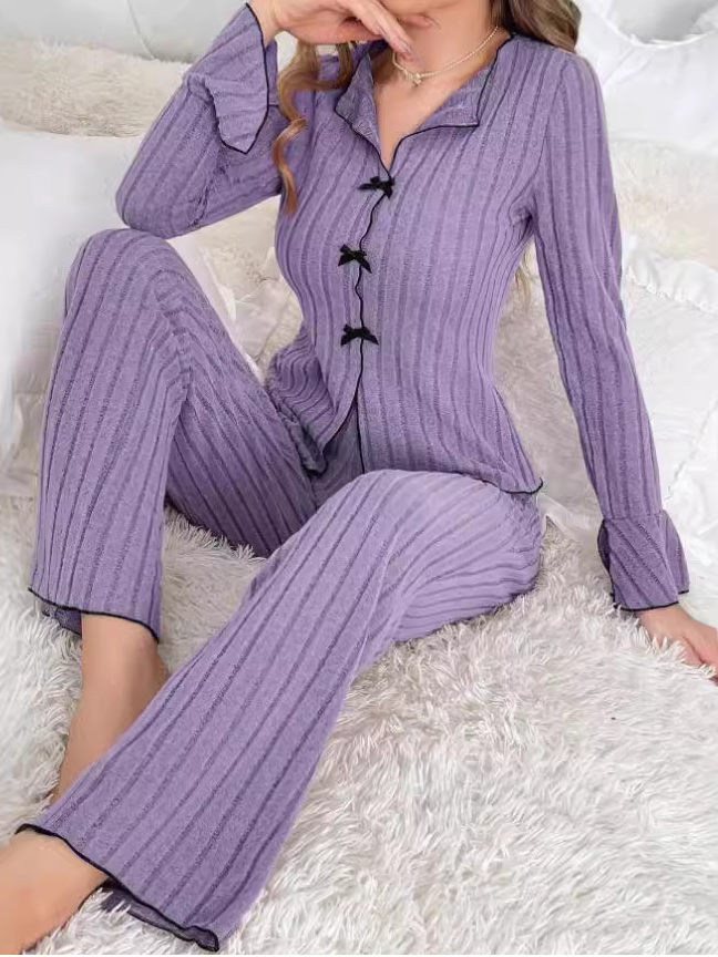 V Neck Wool/Knitting Loose Casual Lounge Set