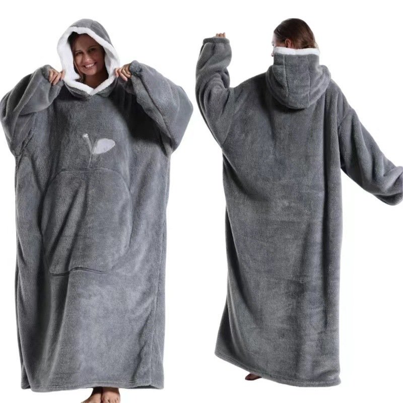 Home Clothes Jacket Lazy Hooded Sweater Thickened Blanket Loose Pullover Wearable Blanket Couple Parent-Child Style