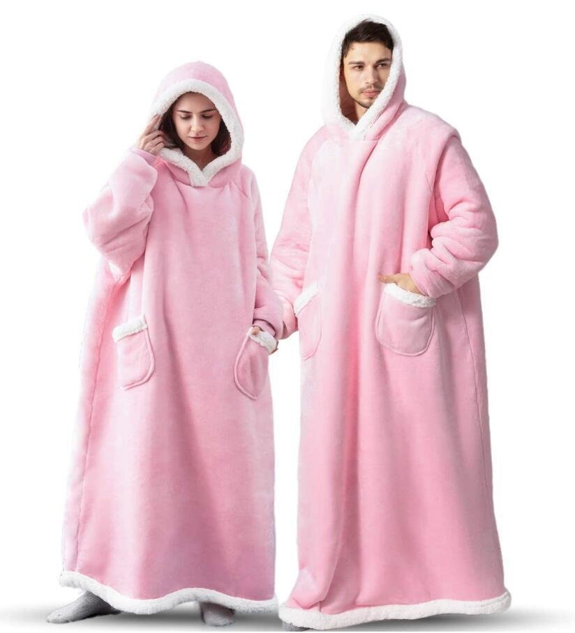Home Clothes Jacket Lazy Hooded Sweater Thickened Blanket Loose Pullover Wearable Blanket Couple Parent-Child Style