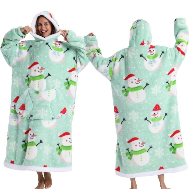 Home Clothes Jacket Lazy Hooded Sweater Thickened Blanket Loose Pullover Wearable Blanket Couple Style
