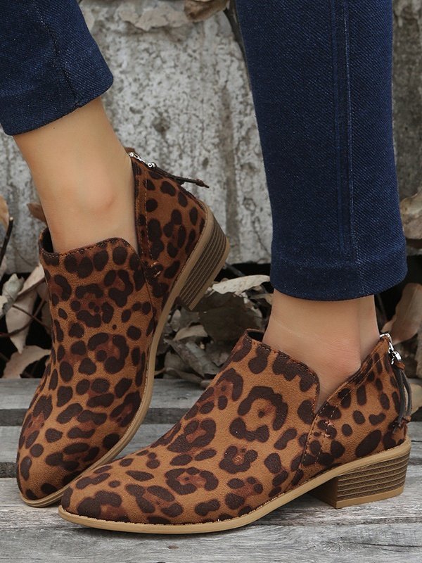 British Style Four Seasons Solid Color Pointed Toe Casual Rear Zipper Low Heel Thick Heel Single Shoes
