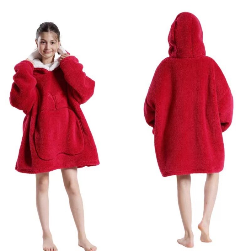 Home Clothes Jacket Lazy Hooded Sweater Thickened Blanket Loose Pullover Wearable Blanket Couple Parent-Child Style