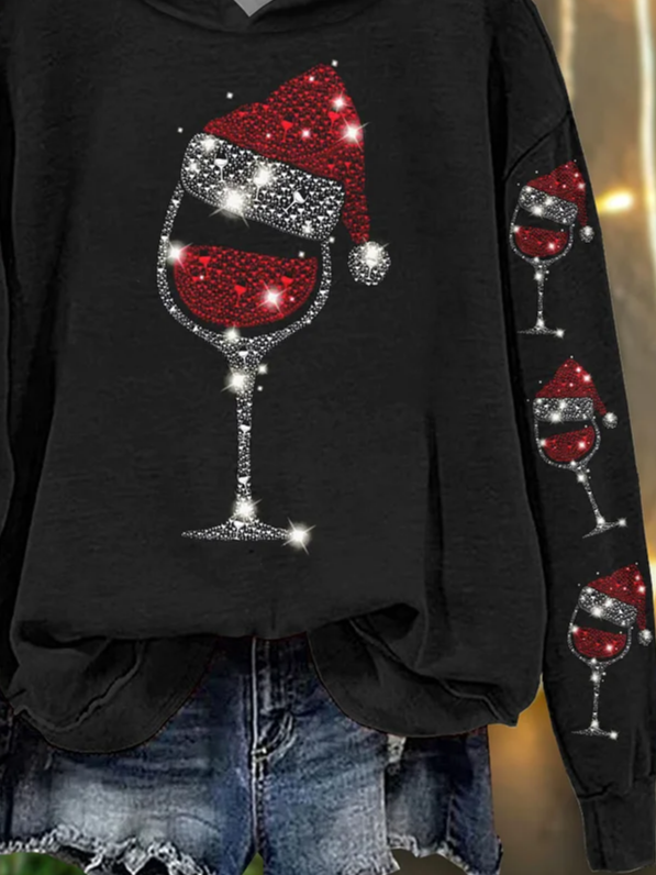 Loose Casual Printing Christmas Hoodie