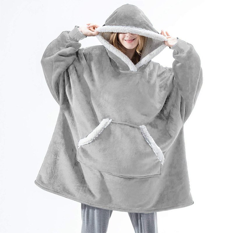 Home Clothes Jacket Lazy Hooded Sweater Thickened Blanket Loose Pullover Wearable Blanket Couple Parent-Child Style