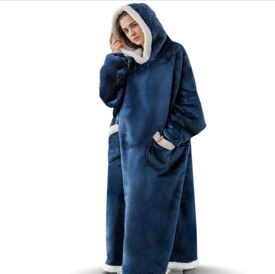 Home Clothes Jacket Lazy Hooded Sweater Thickened Blanket Loose Pullover Wearable Blanket Couple Parent-Child Style