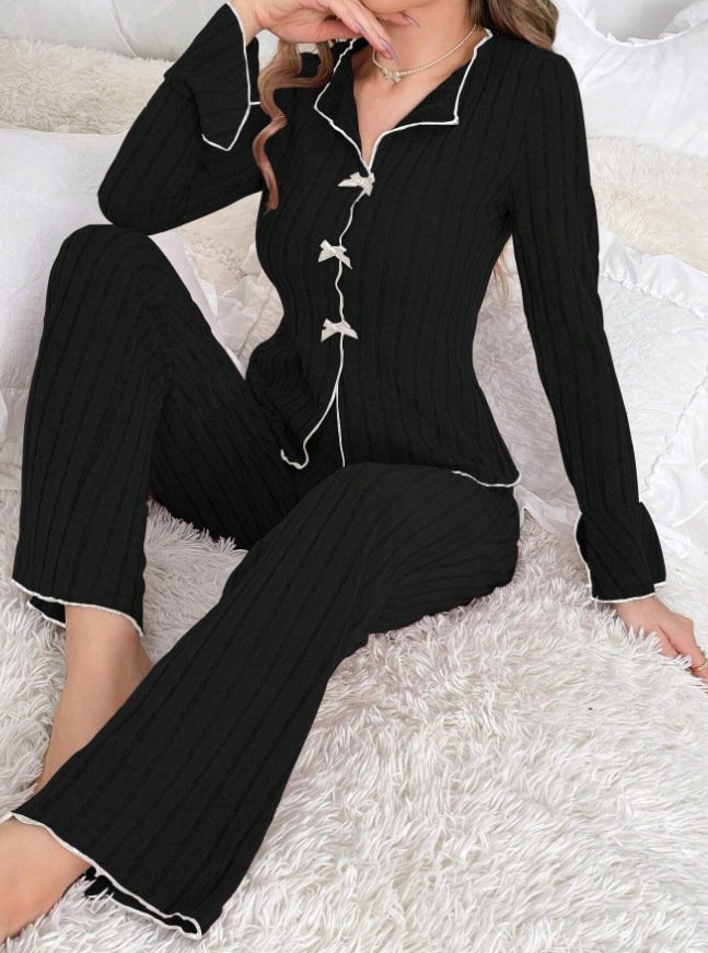 V Neck Wool/Knitting Loose Casual Lounge Set