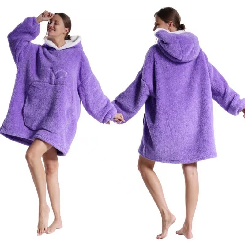 Home Clothes Jacket Lazy Hooded Sweater Thickened Blanket Loose Pullover Wearable Blanket Couple Parent-Child Style